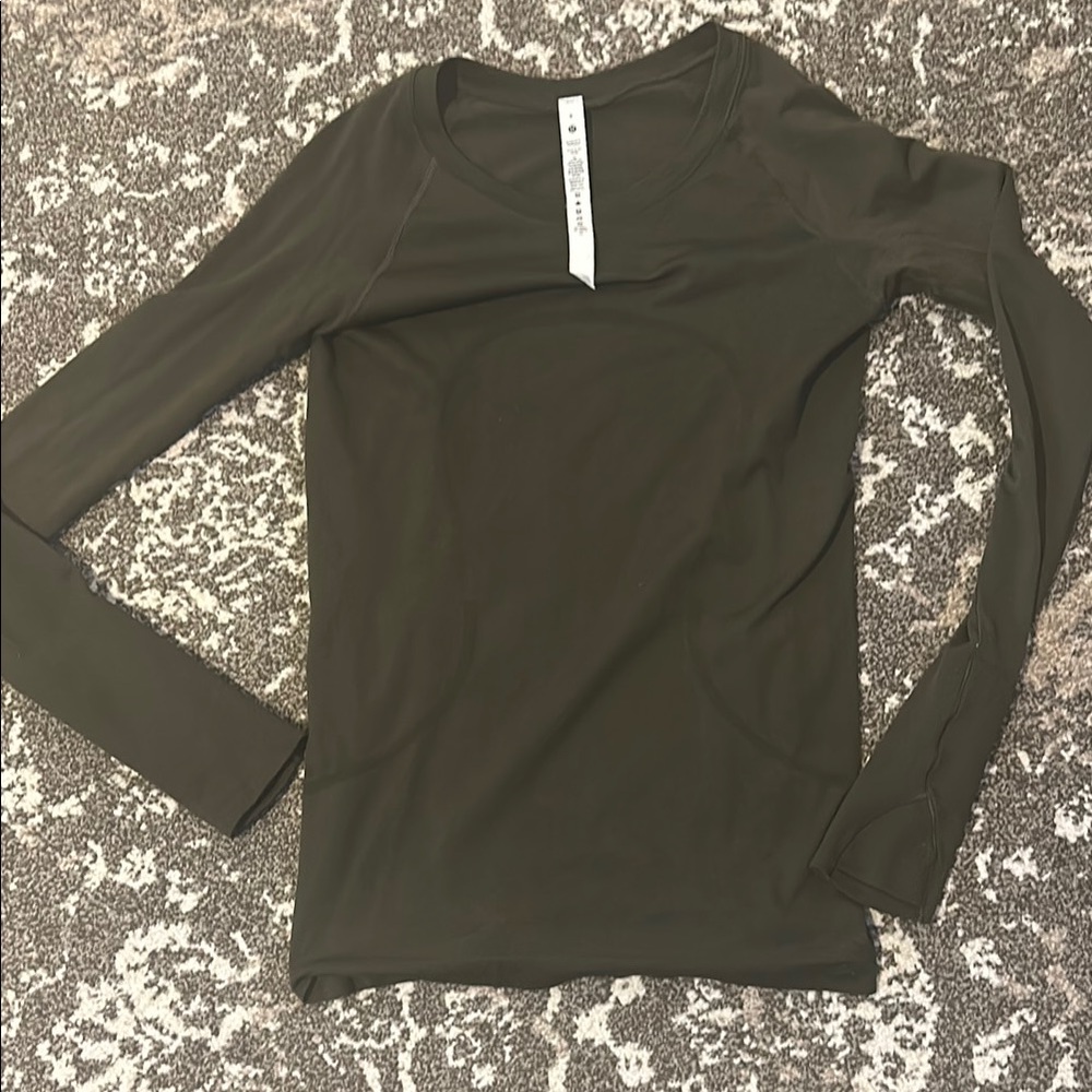 Lululemon Olive Green Long Sleeve Athletic Top